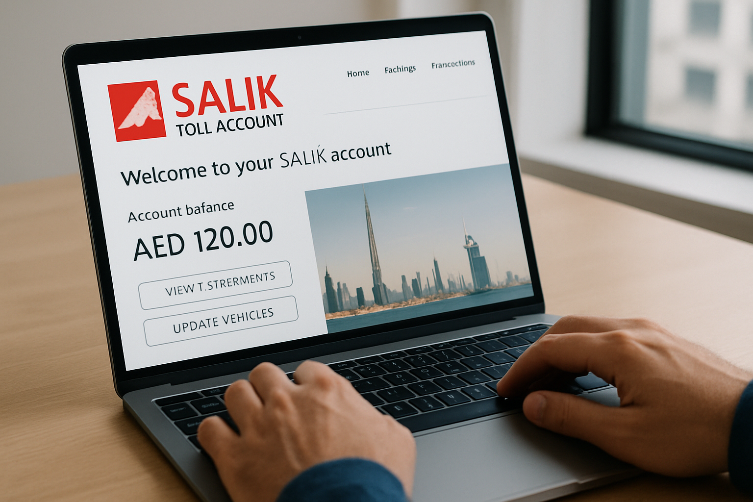 Customer managing Salik toll account online in Dubai
